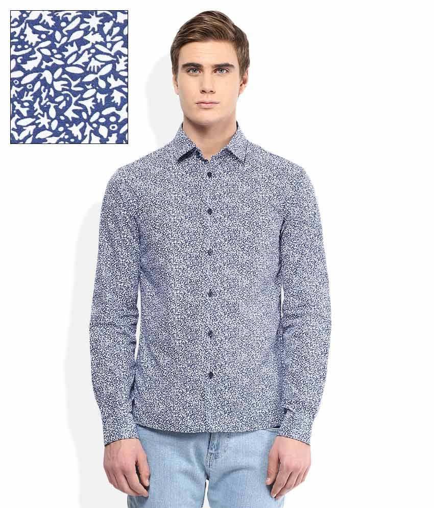 Celio Blue Printed Shirt - Buy Celio Blue Printed Shirt Online at Best ...