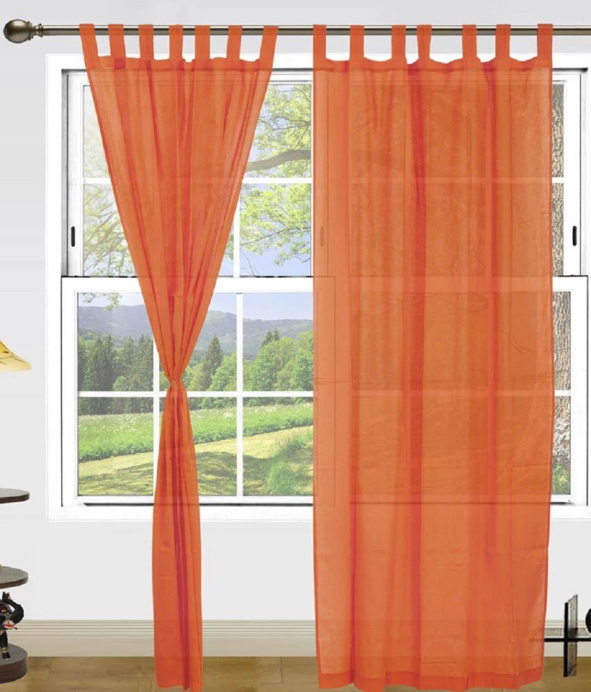 Matkawala Handloom House Set Of 2 Window Eyelet Curtains Solid