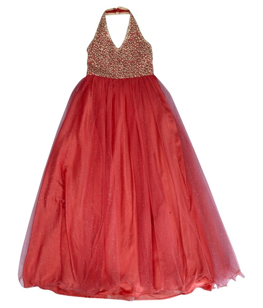 peach net gown