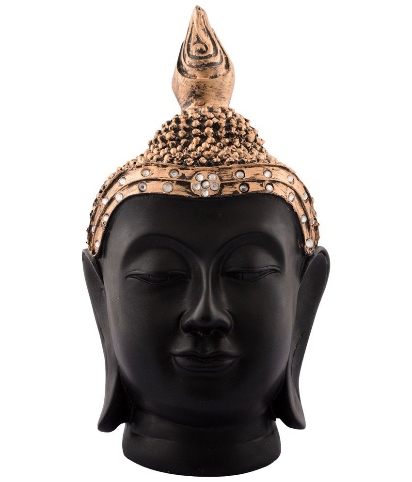     			eCraftIndia Black & Golden Polyresin Buddha Head Showpiece