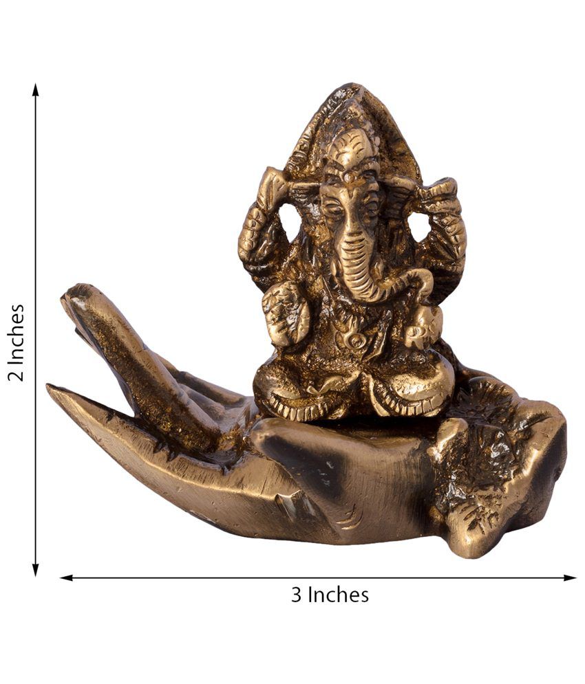     			eCraftIndia Brown & Golden Brass Lord Ganesha on Palm Figurine