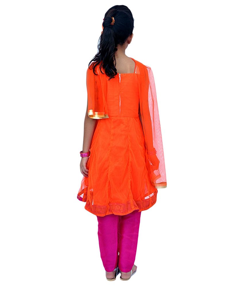 orange and pink churidar