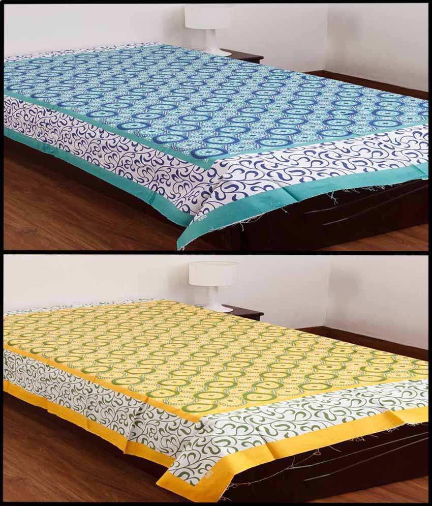     			UniqChoice 100% Cotton Jaipuri Printed Combo of 2 Single Bed Sheet