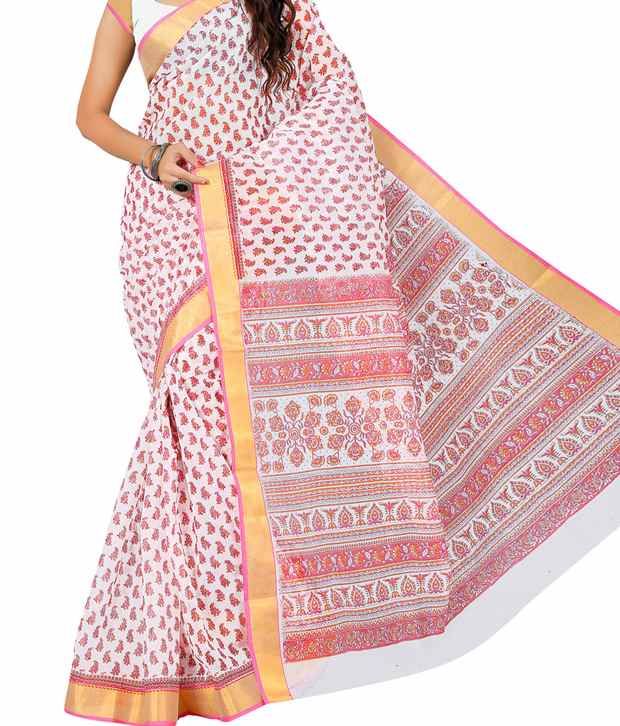 Roopkala Silks And Sarees White Cotton Saree Buy Roopkala Silks And