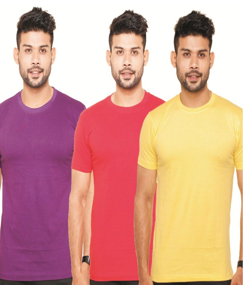     			Fleximaa Combo of Multicoloured Cotton T-shirts pack of 3