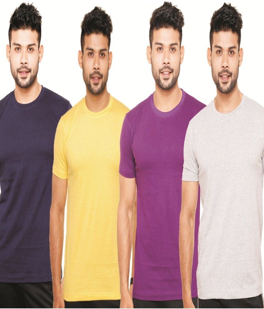     			Fleximaa Combo of Multicoloured Cotton T-shirts pack of 4