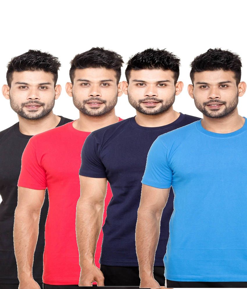     			Fleximaa Combo of Multicoloured Cotton T-shirts pack of 4