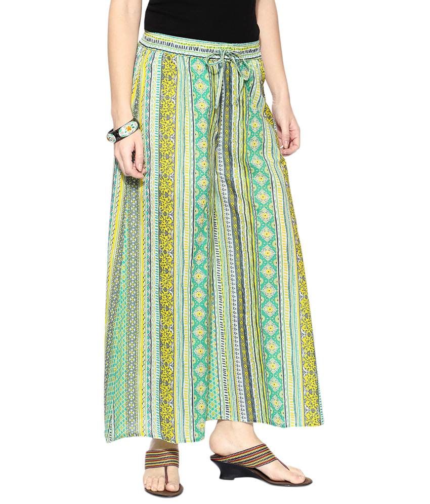 Buy Rangmanch by Pantaloons Green & Yellow Regular Fit Palazzo Pants