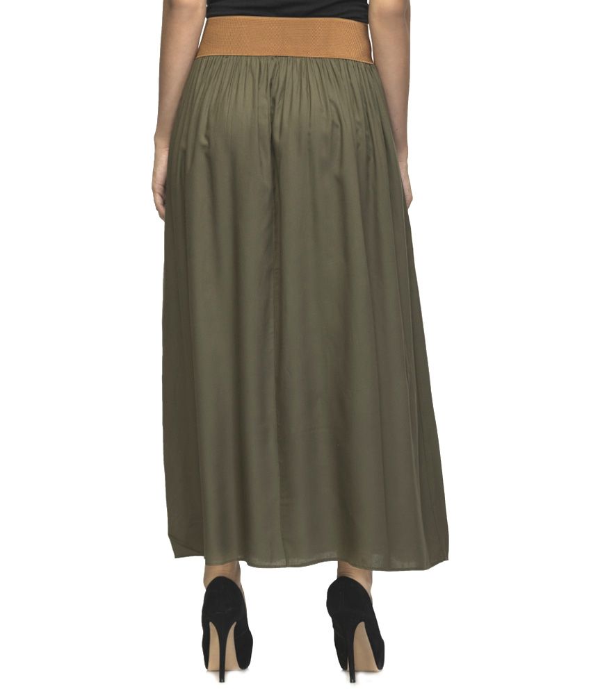 Buy Wisstler Green Rayon Maxi Skirt Online at Best Prices in India