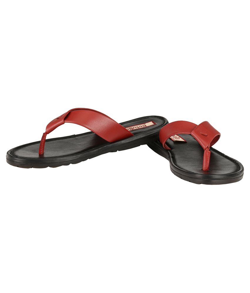 Beluga Red Leather Slippers Price in India- Buy Beluga Red Leather ...