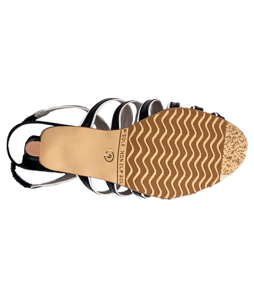 black cone heel sandals