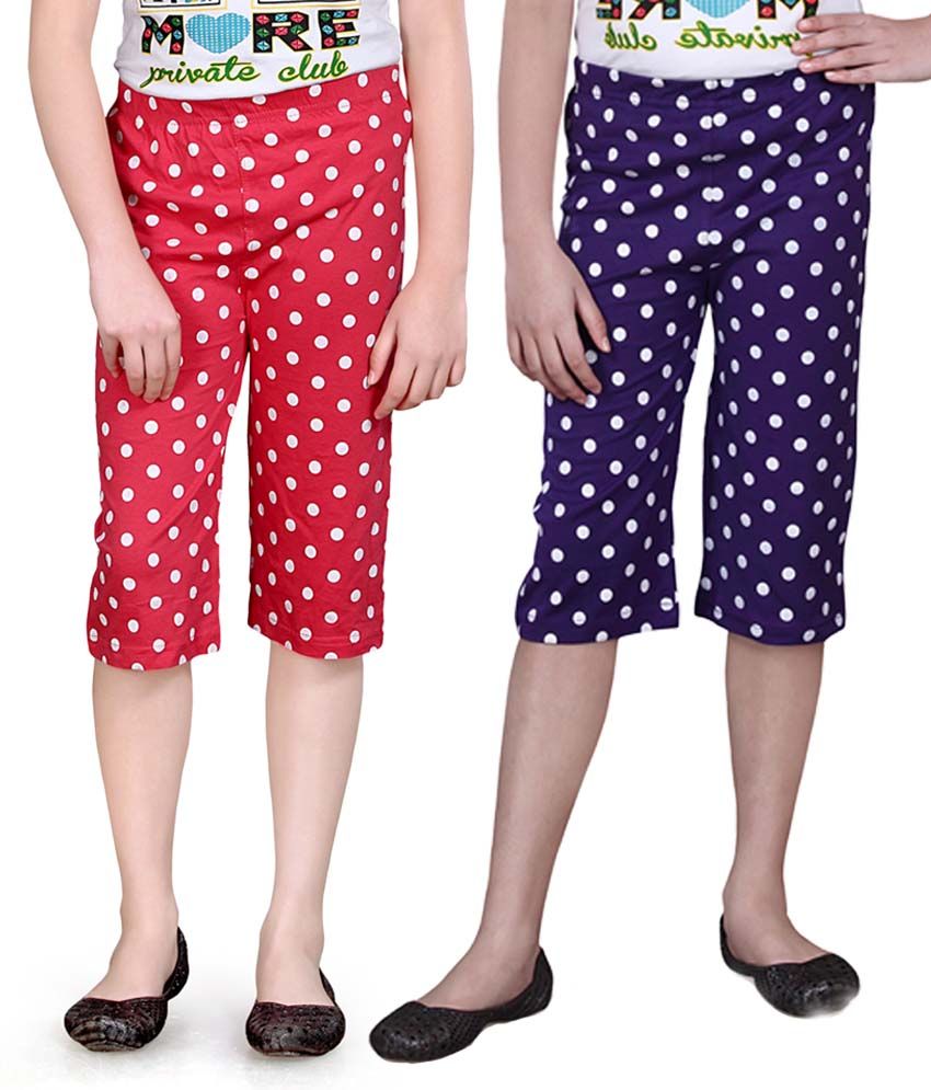     			Sini Mini Girls Cotton Capris ( Multicolor )