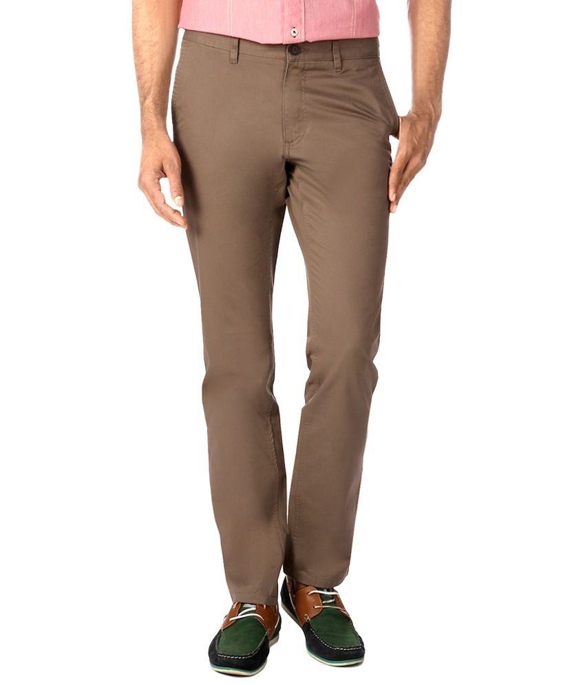 Pantaloons Khaki Formal Trousers 