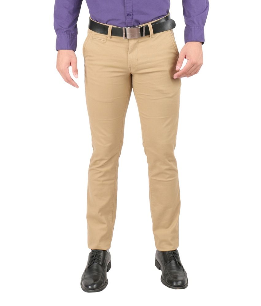 Oxemberg Beige Slim Fit Formal Chinos 