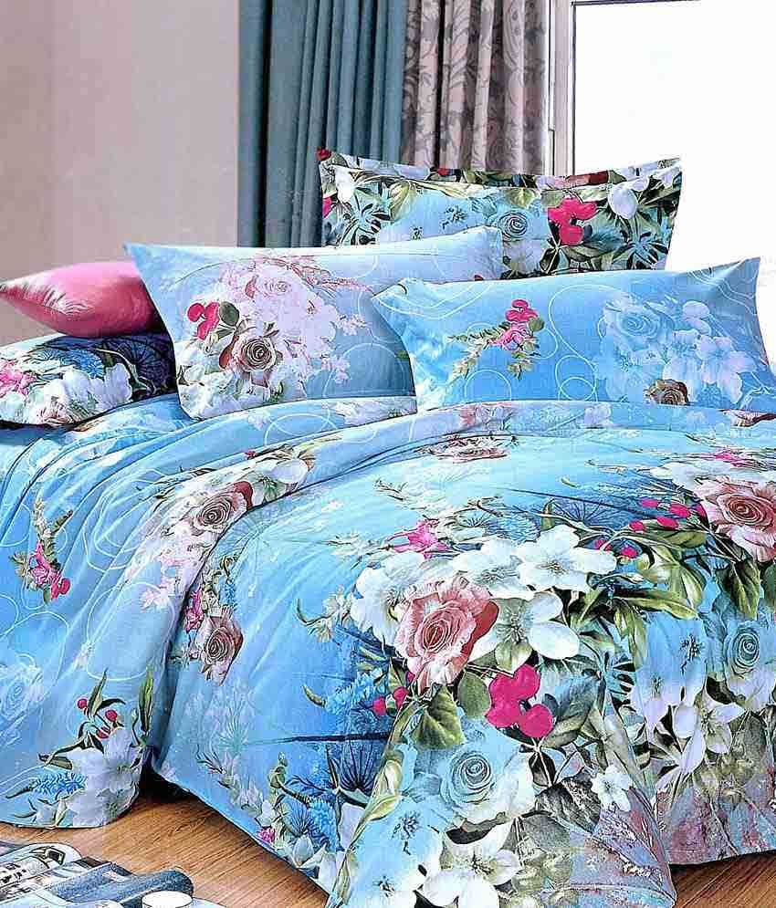 Alliance Multicolour Poly Cotton Double Bed Sheet With 2 Pillow Covers Buy Alliance