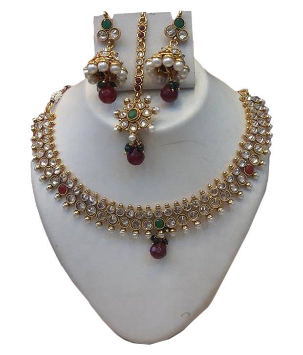 Siddhi Multicolour Kundan Stone Necklace Set - Buy Siddhi Multicolour Kundan Stone Necklace Set 
