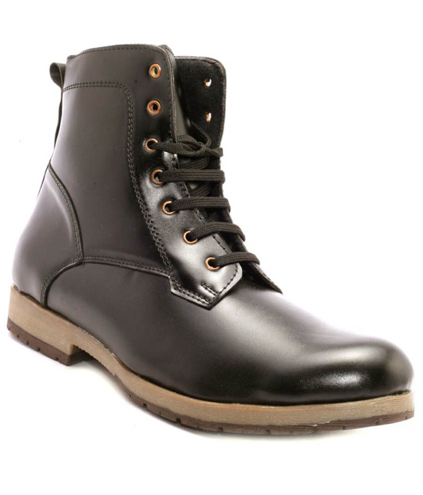 black string up boots