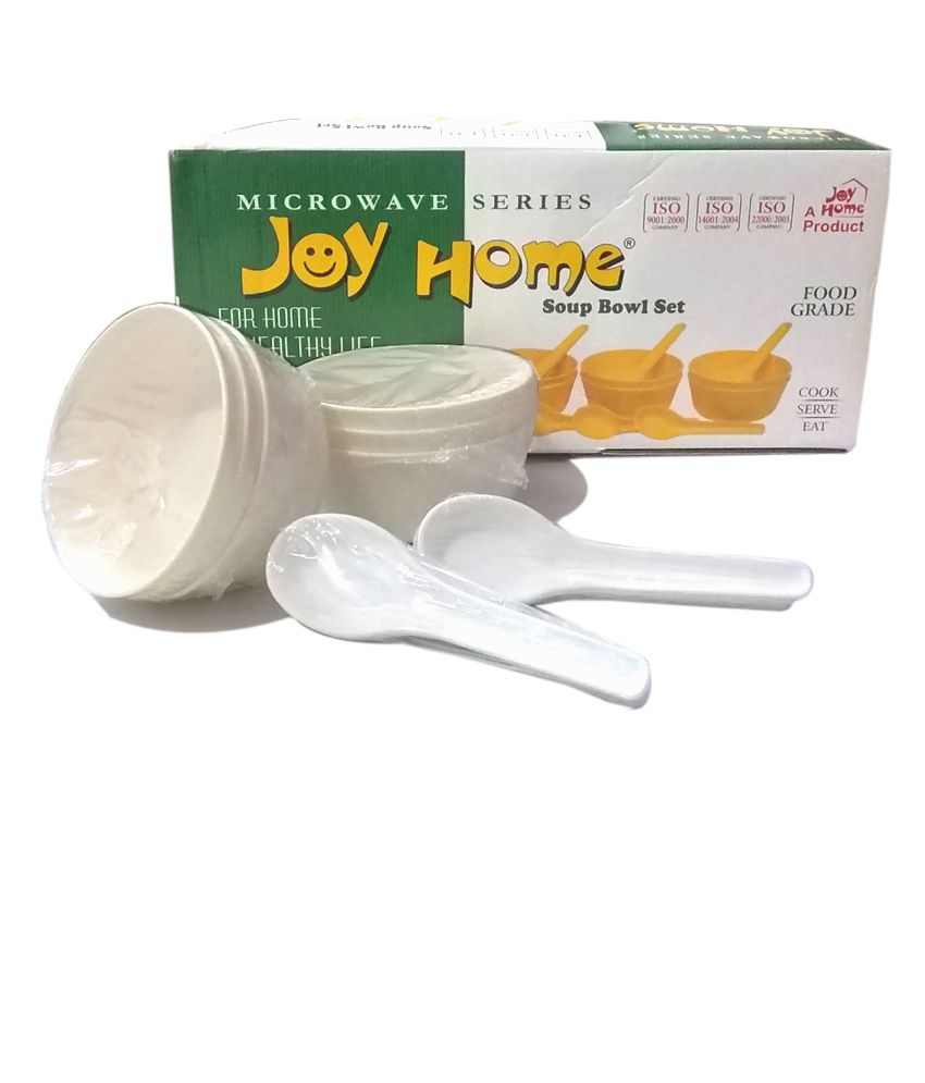 Joyhome Offwhite Microwave Safe Soup Bowl Set ( 6 Bowls + 6 Soup Spoons