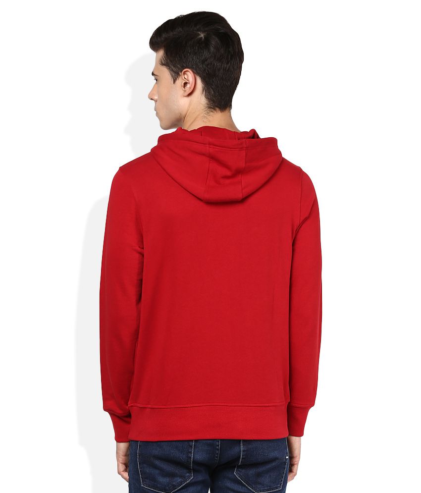 Giordano Red Solid Hooded Sweatshirt - Buy Giordano Red Solid Hooded ...