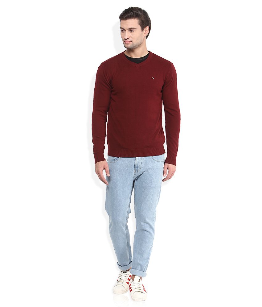 sweater polos maroon