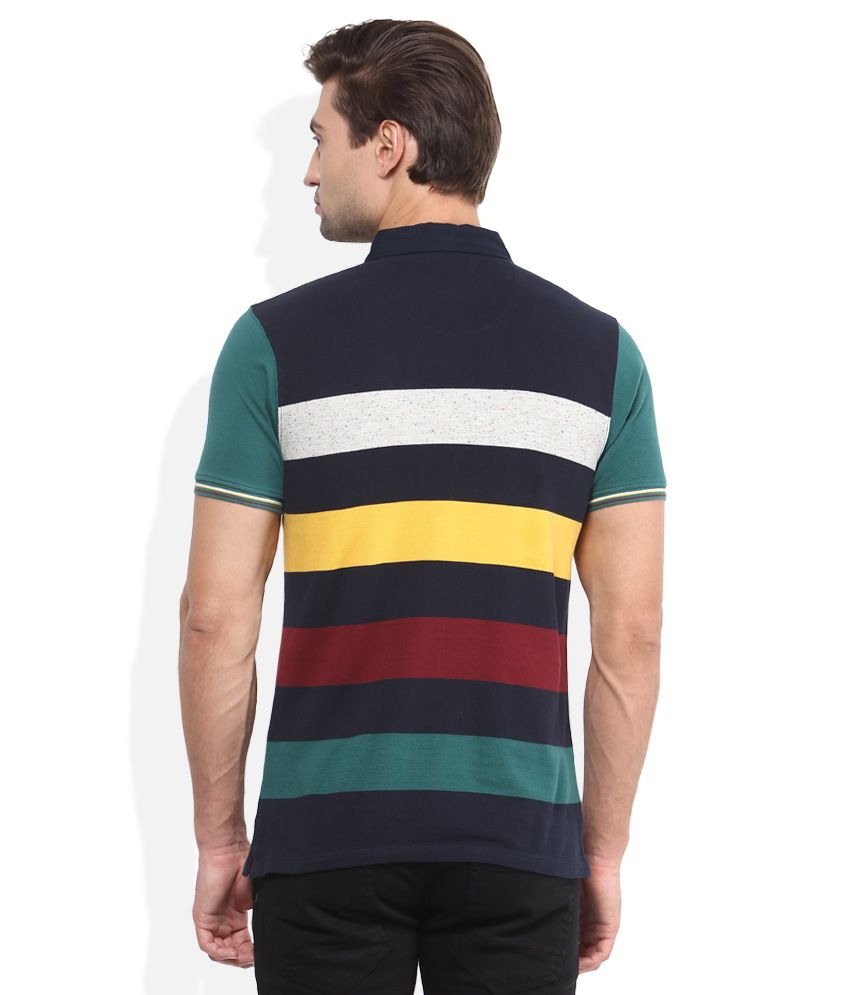 multicolored striped t shirt