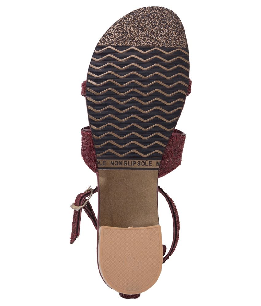 maroon flat sandals