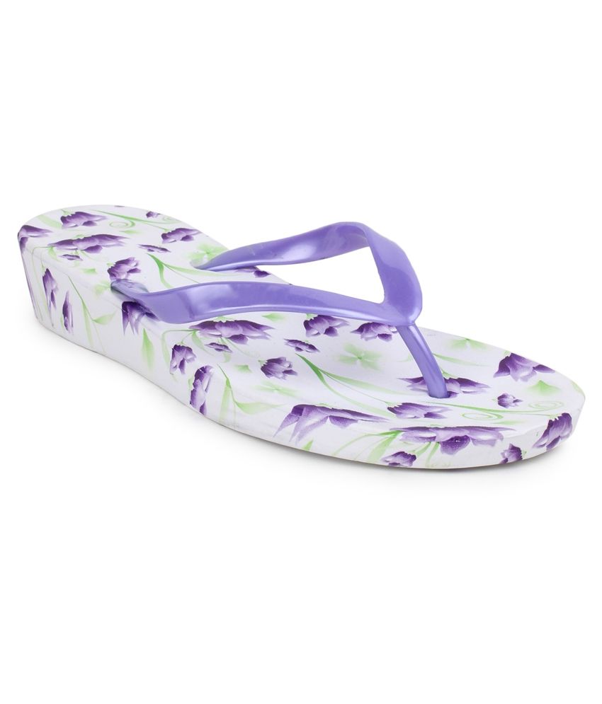 purple platform flip flops