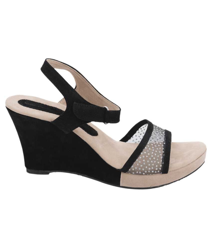 black wedge heels for work