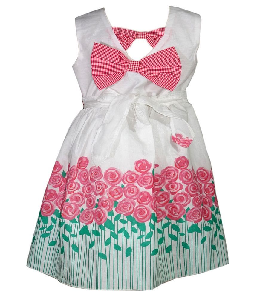 white and pink long frock
