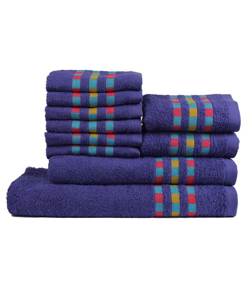     			Trident Set of 10 Cotton Towels - Blue