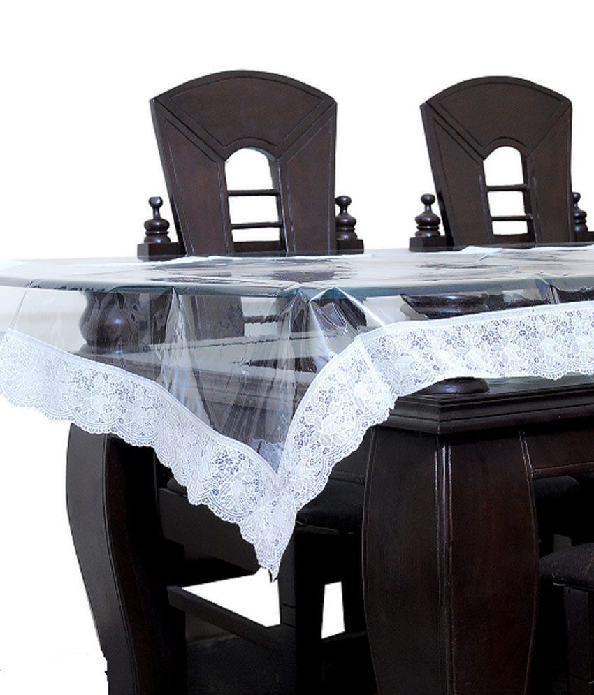     			Kuber Industries Dining Table Cover Transparent 6 Seater