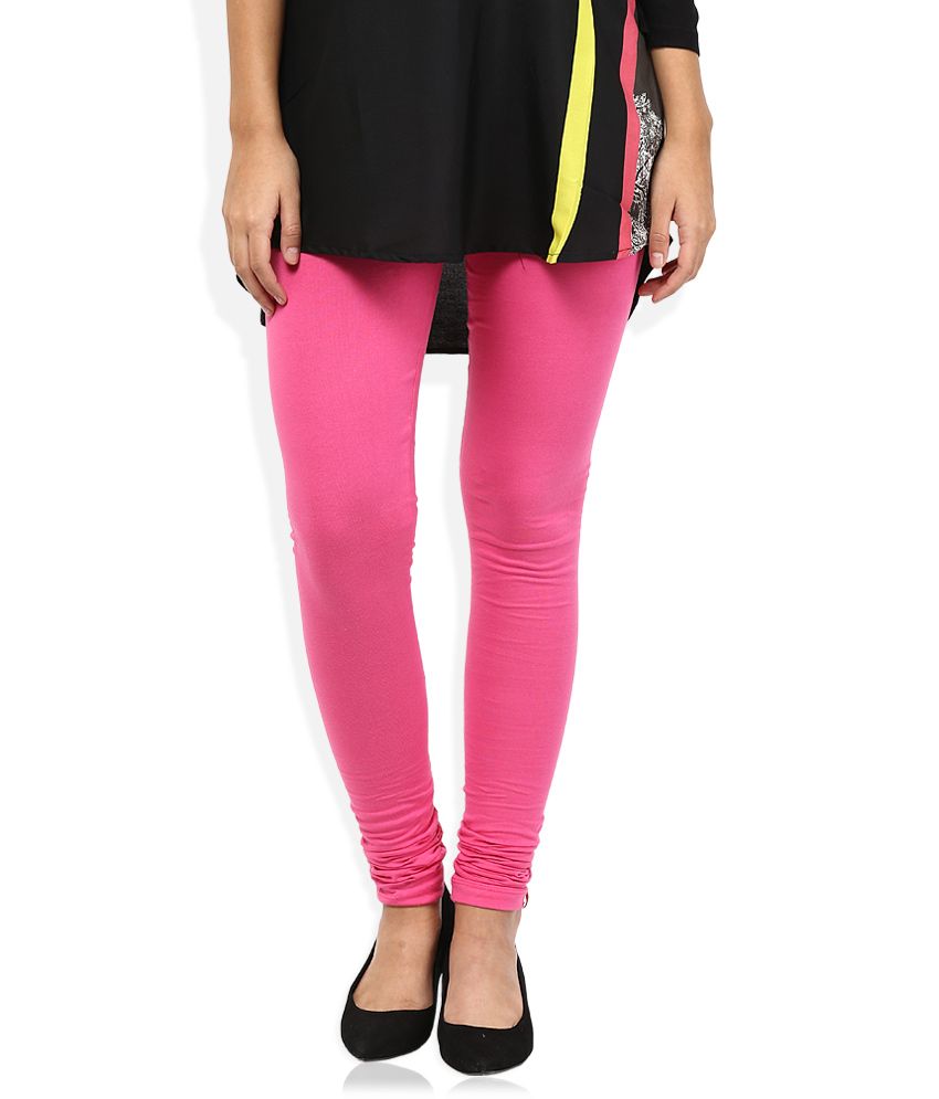 W Pink Solid Churidar Leggings Price in 