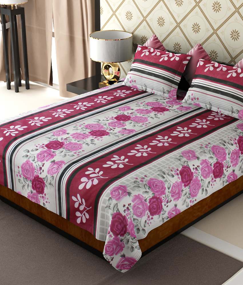     			Home Candy Cotton 1 Bedsheet with 2 Pillow Covers ( x )