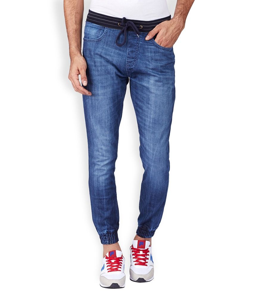 slim fit denim joggers