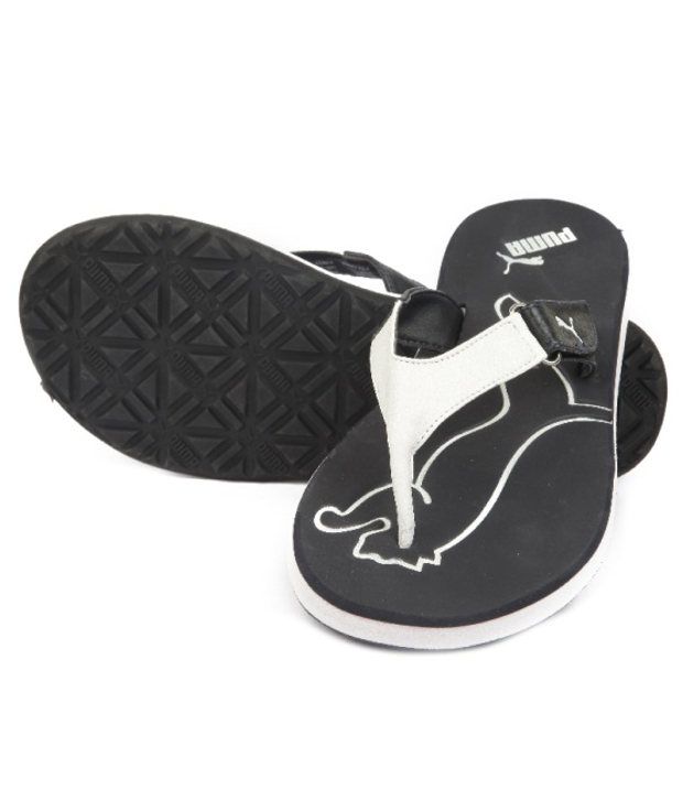 white puma flip flops