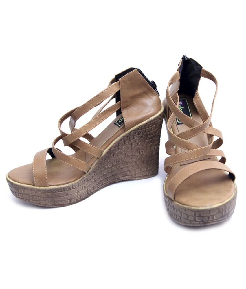 Relexop Brown Wedges Heeled Sandals Price in India- Buy Relexop Brown ...