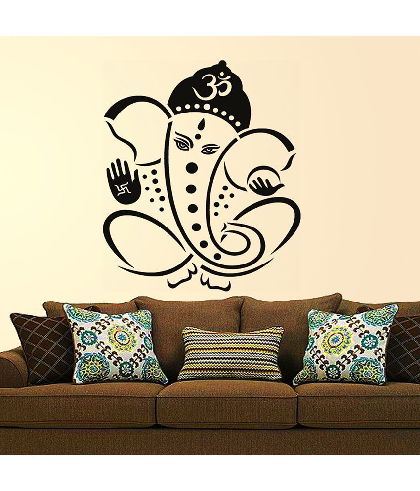 StickersKart Pious Black Lord Ganesha Design Wall Decor Black (60x45 cms) Buy StickersKart