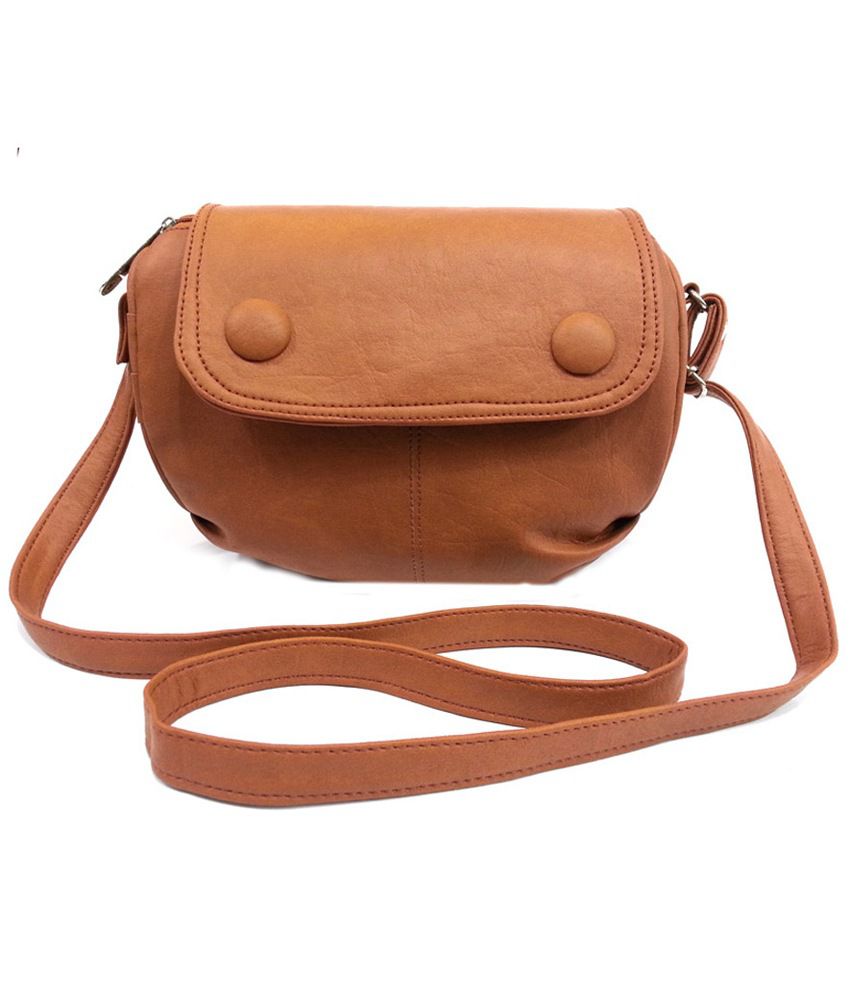     			Leather Land -   Tan Faux Leather Sling Bag