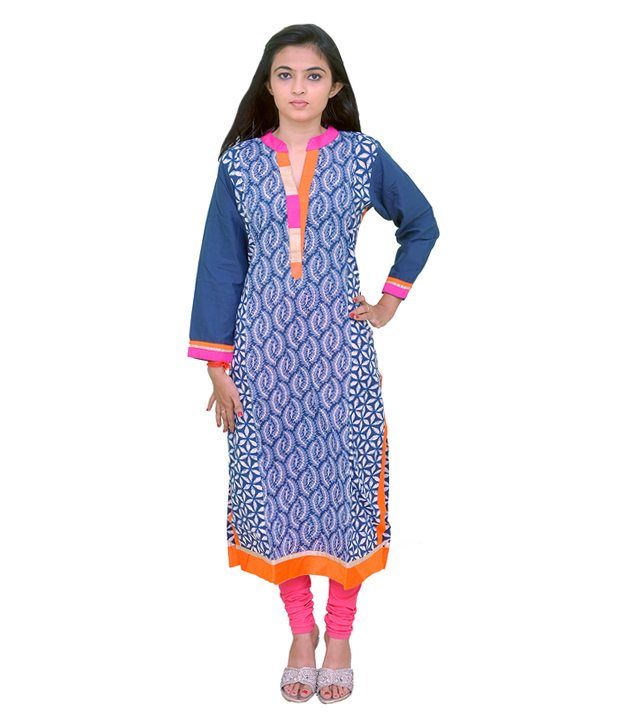 Rangeela Fashion Blue Cotton Kurti - Buy Rangeela Fashion Blue Cotton ...