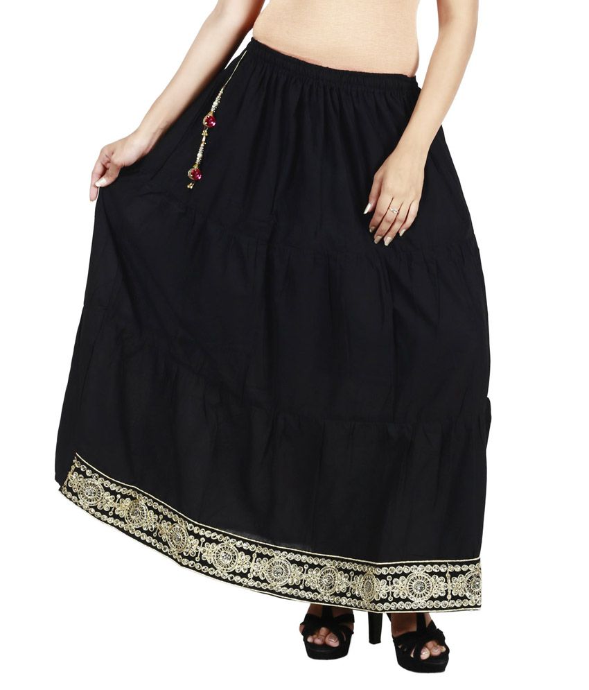 Buy Fashionable Black Cotton Pleated Skirt Online at Best Prices in ...