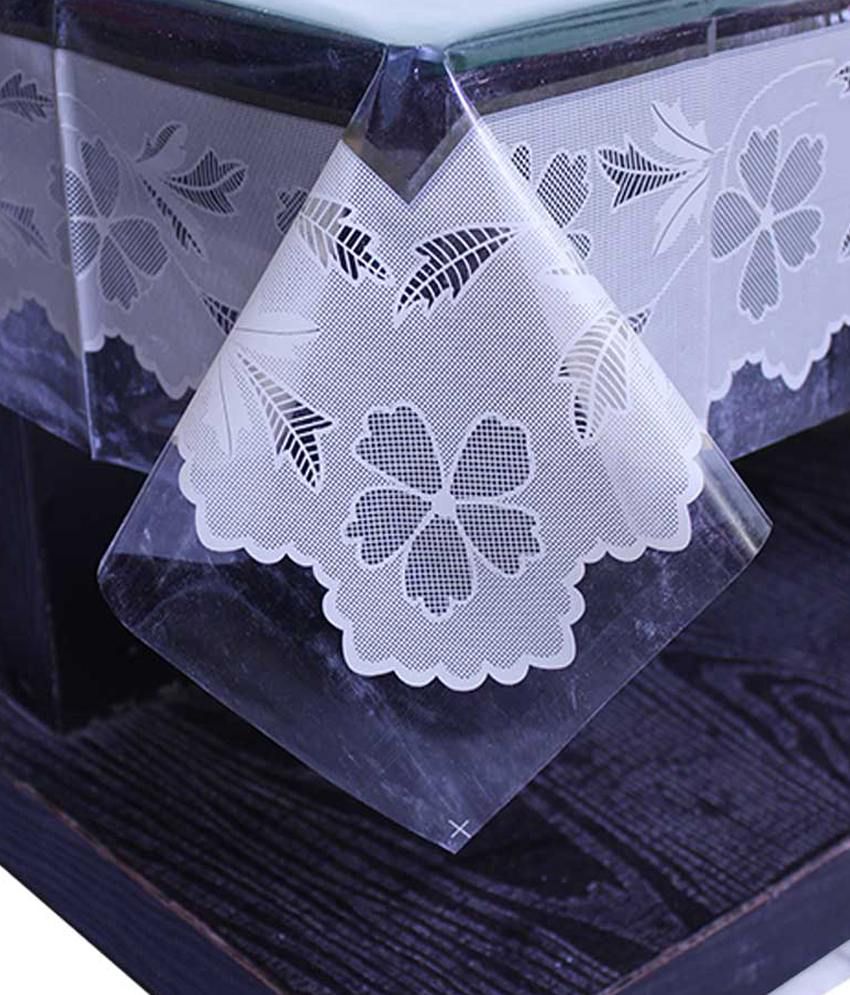     			E-Retailer's Stylish Transparent Flower Design Printed Center Table Cover