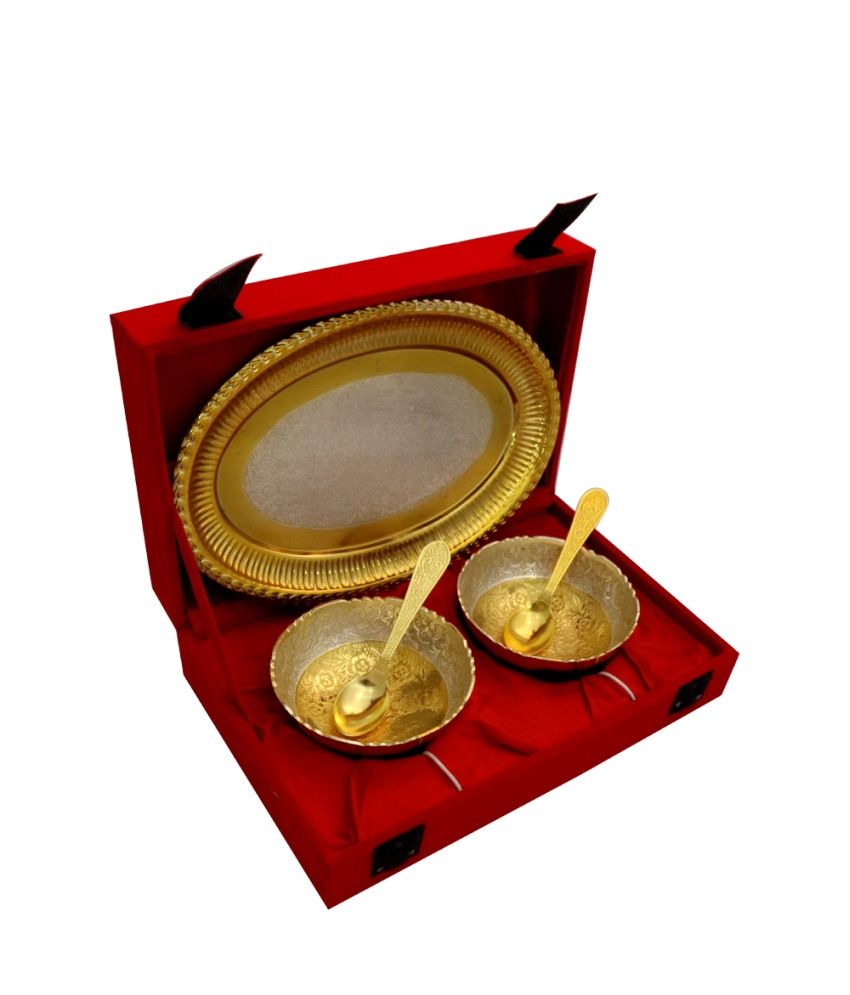 Rajlaxmi Golden Brass Table Accessories Set Of 2 Buy Online at Best