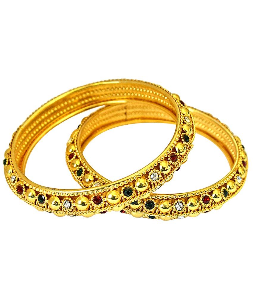 Surat Diamonds Gold Plated Golden Bangle Set Buy Surat Diamonds Gold