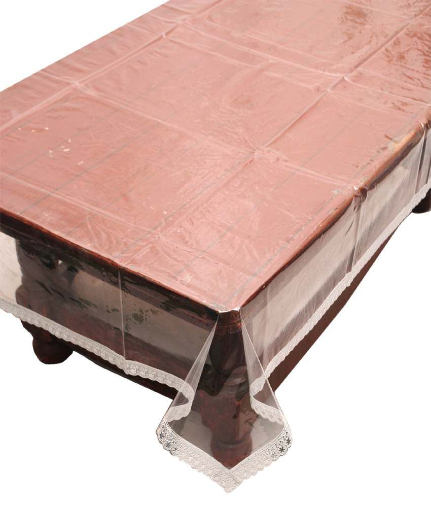     			E-Retailer'S Stylish Transparent With Silver Small Lace Center Table Cover