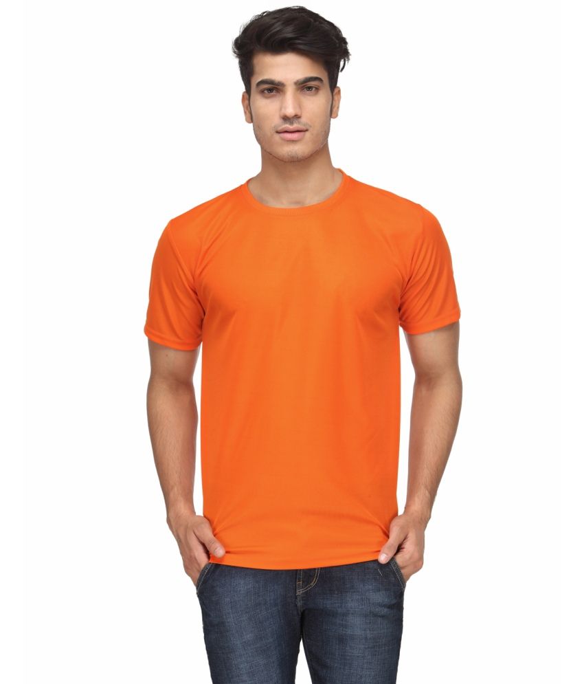     			Funky Guys Polyester Slim Fit Solid Half Sleeves Men's Round T-Shirt - Orange ( Pack of 1 )