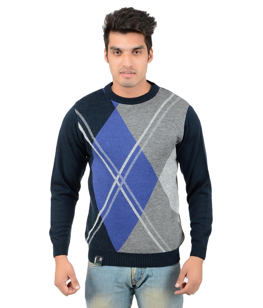 Domex Blue Full Sleeves Wool Round Neck 