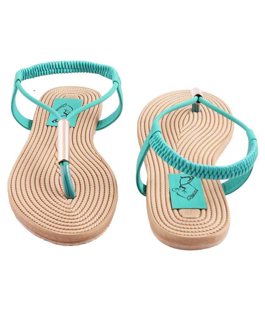 turquoise flat sandals