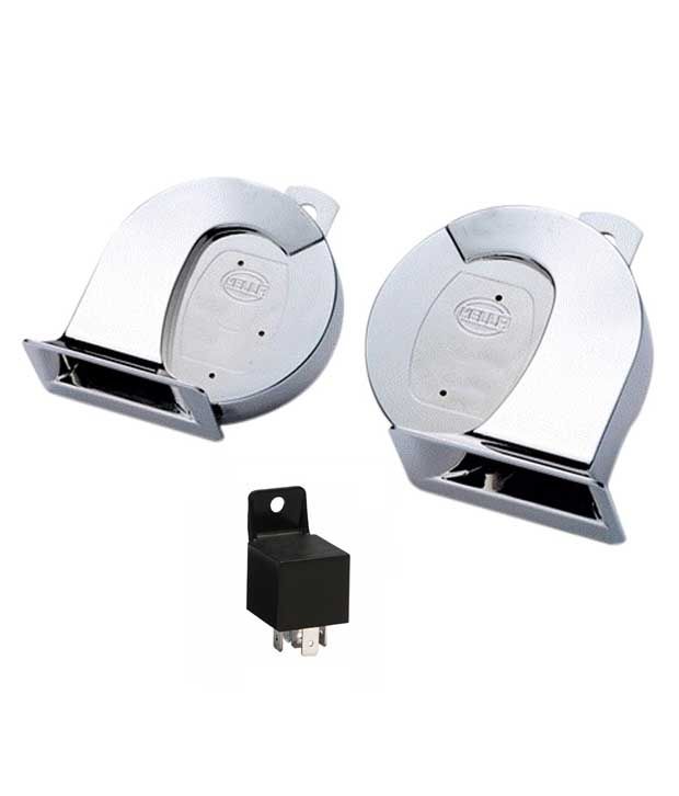 Hella Chrome Trumpet Bike Horn Set Of 2 With, Relay For Bajaj Pulsar