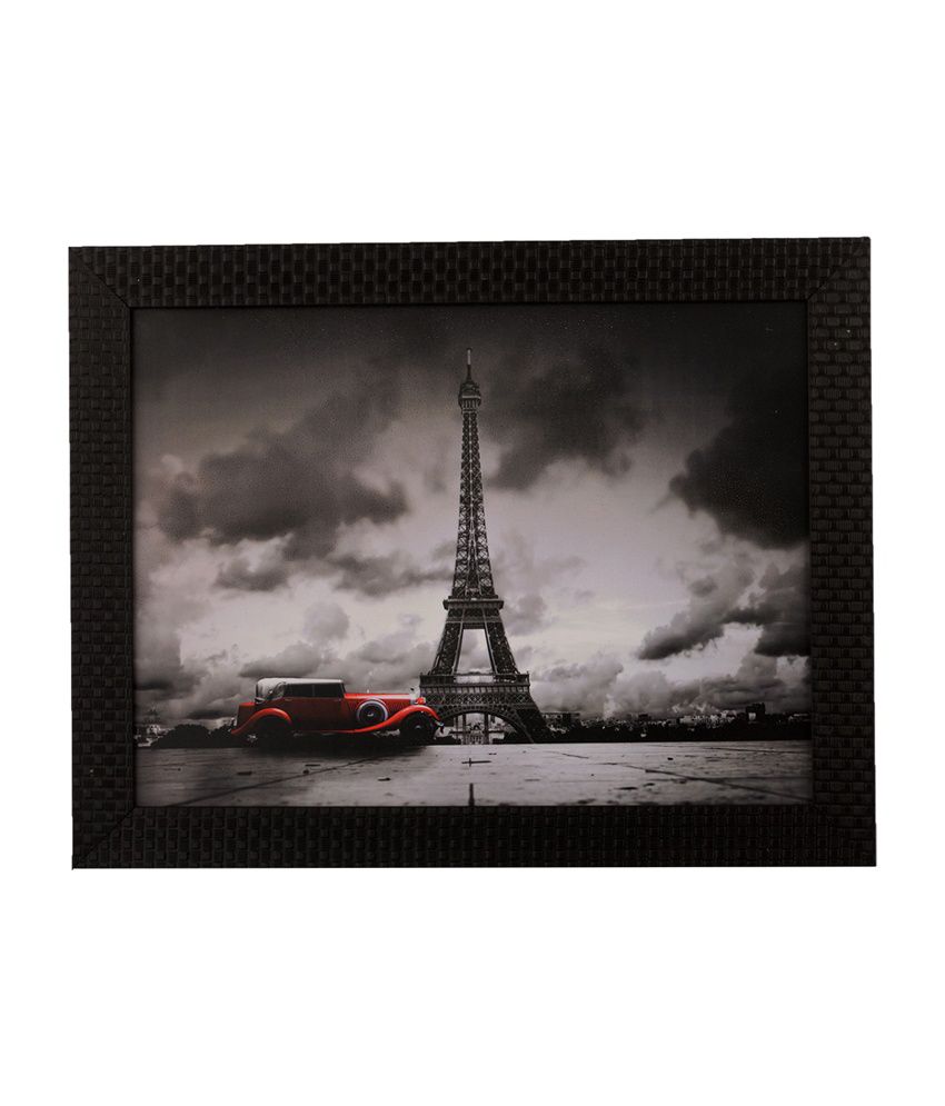     			eCraftIndia Eiffel Tower with Satin Matt Texture and Framed UV Art Print