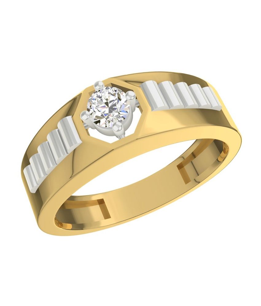 TBZ-The Original 18Kt Yellow Gold Mens Solitaire Ring with 0.19cts ...